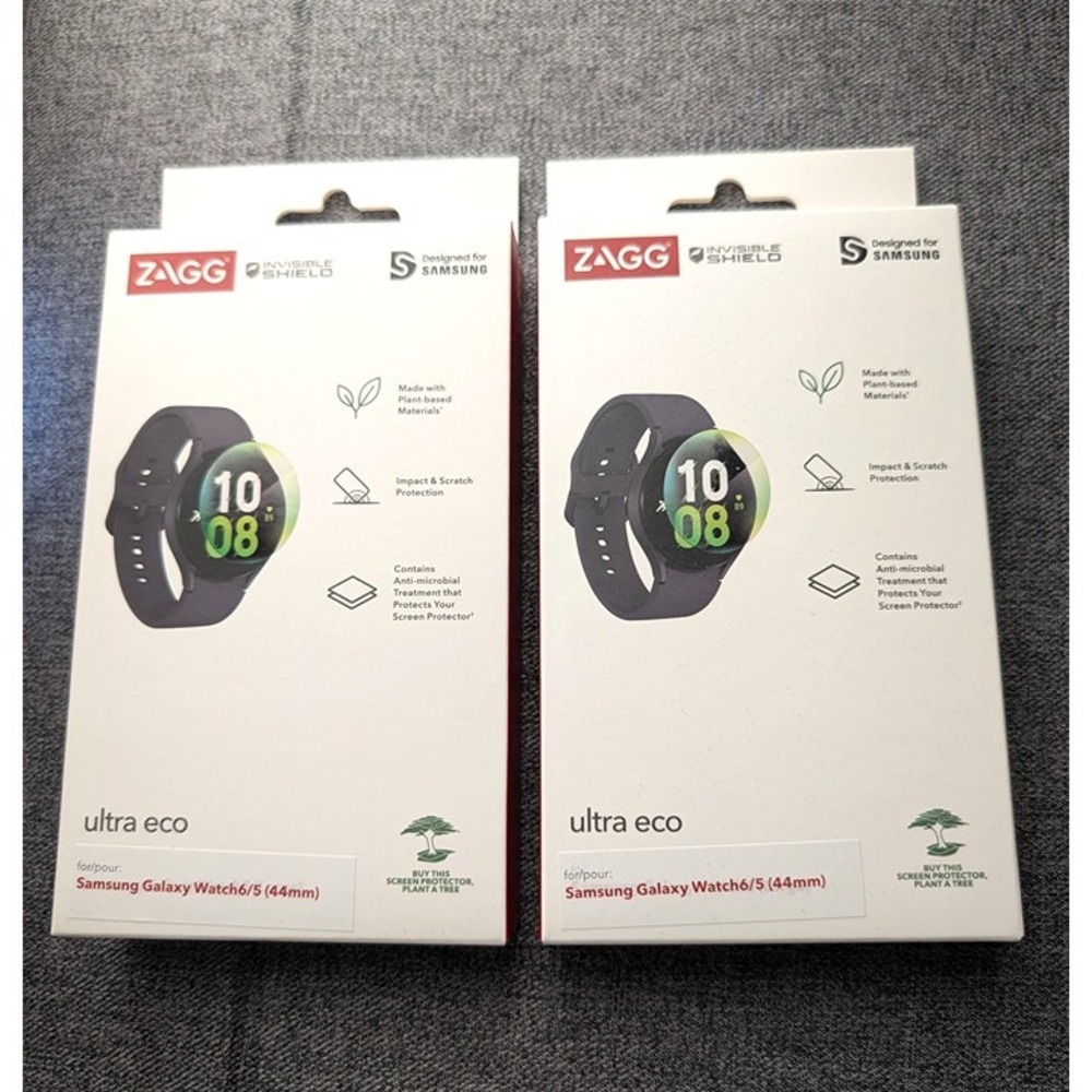 ZAGG Ultra Eco Screen Protectors Shield – Samsung Galaxy Watch 6/5 44mm (2 Pack)